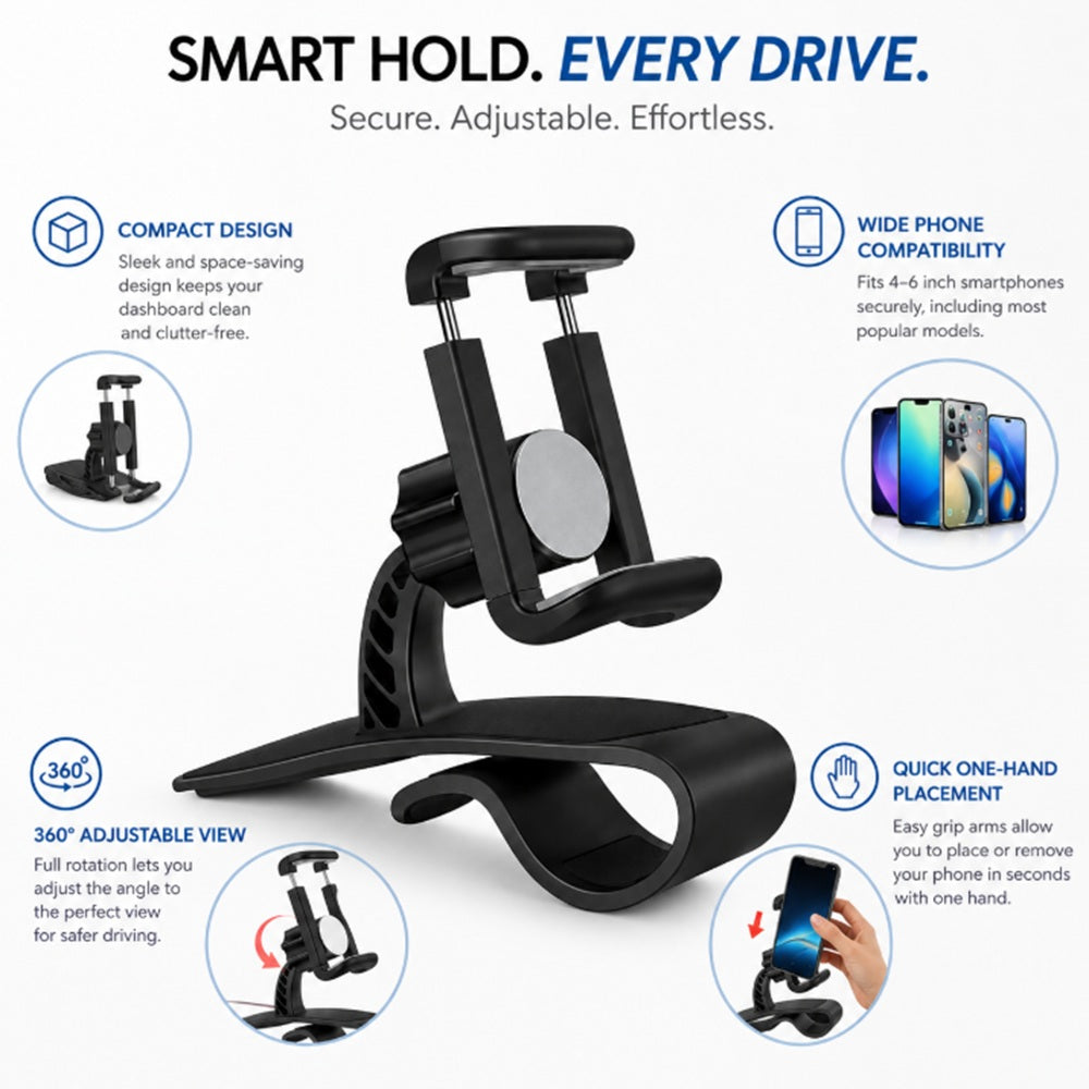 360° Adjustable Car Dashboard Phone Mount | TIKA