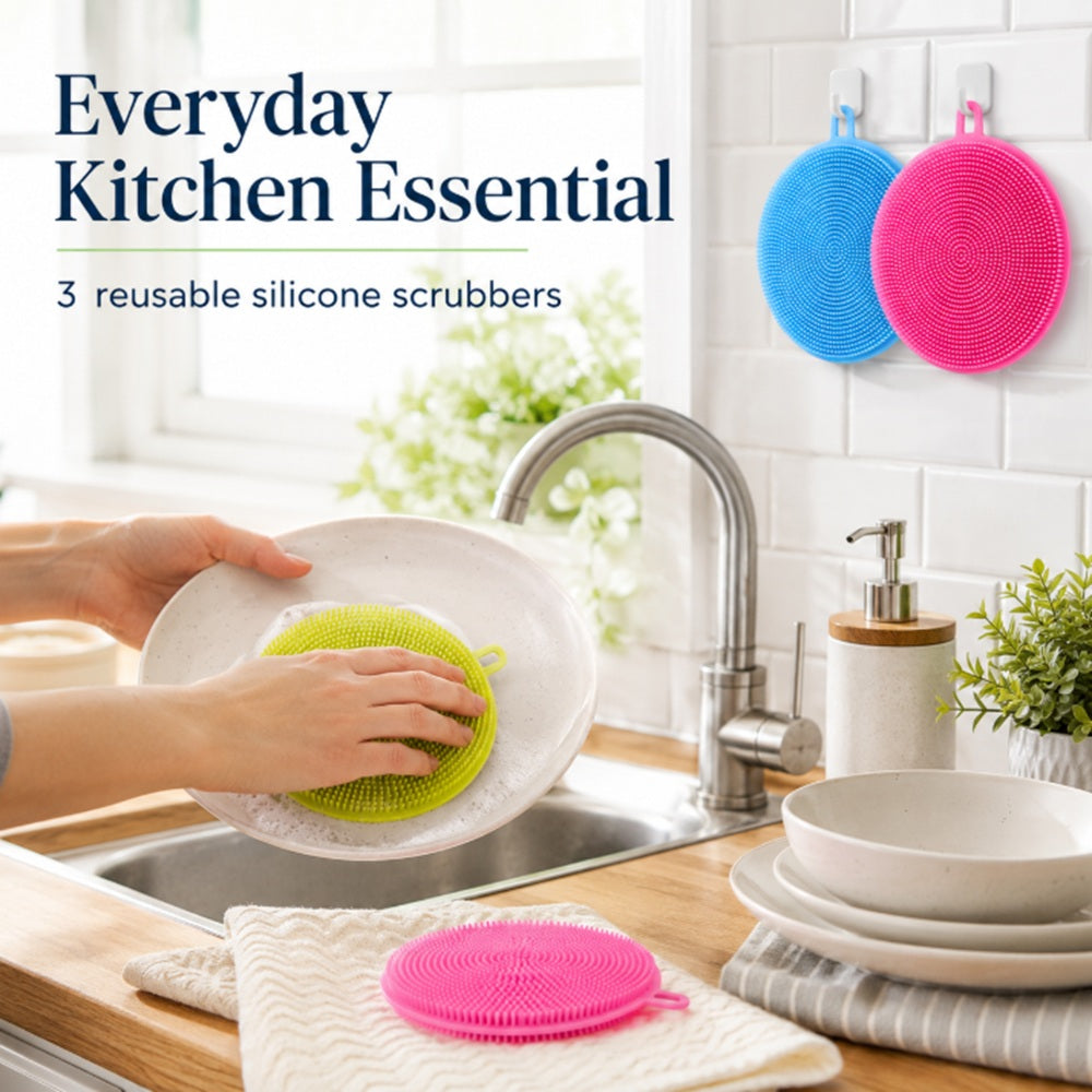 3-Piece Silicone Dishwashing Brush Set | TIKA