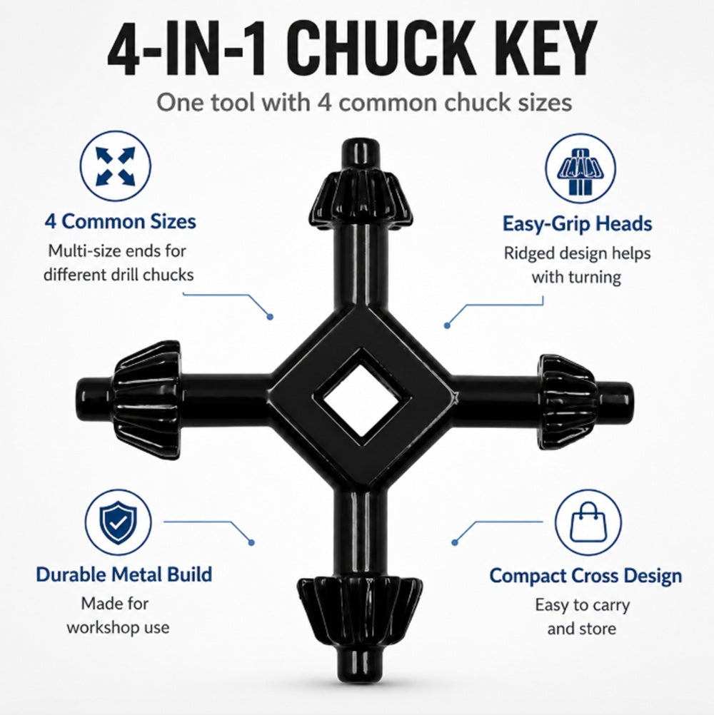 4-Way Carbon Steel Drill Chuck Key | TIKA