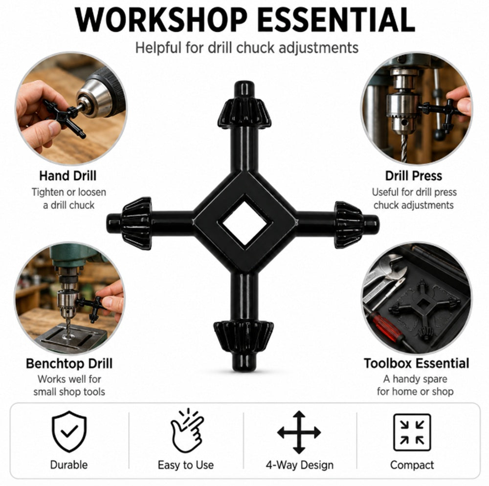 4-Way Carbon Steel Drill Chuck Key | TIKA