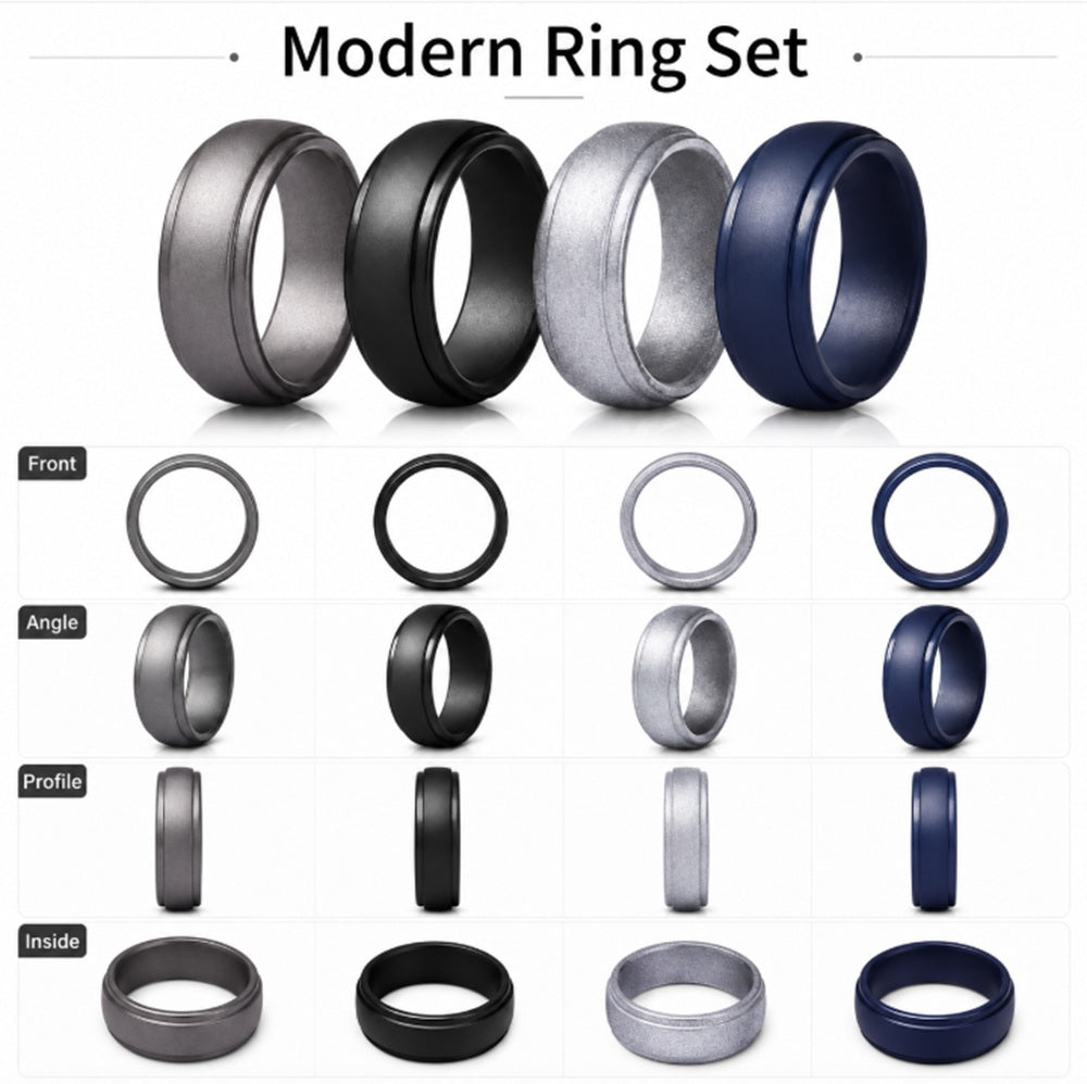 4-Pack Silicone Wedding Rings for Men & Women | TIKA