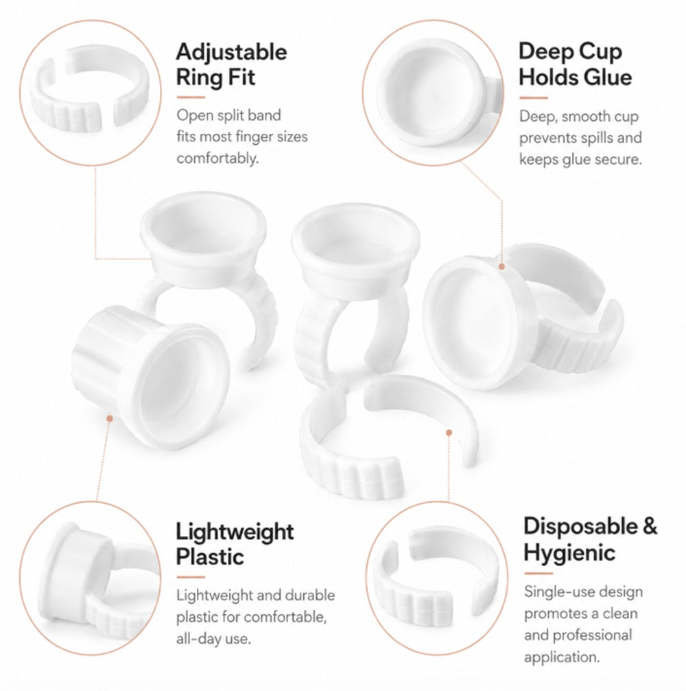 100-Pack Disposable Glue & Pigment Cup Rings | TIKA