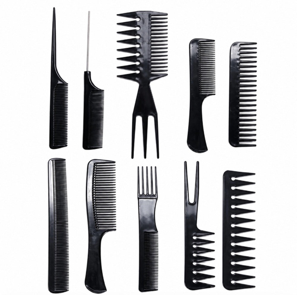 10-Pack Black Hair Styling Comb Set | TIKA