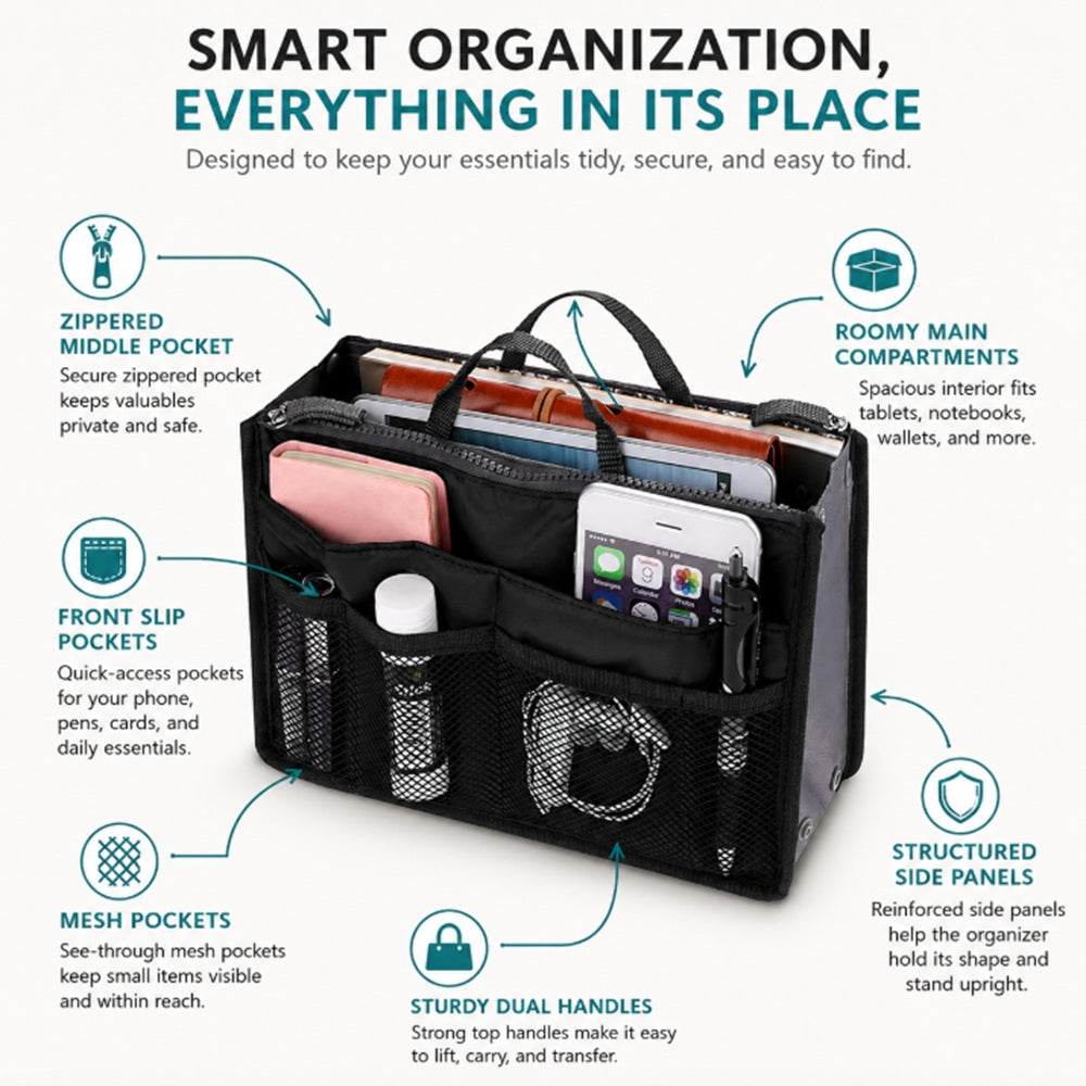 Women's Multi-Pocket Handbag Organizer Insert | TIKA