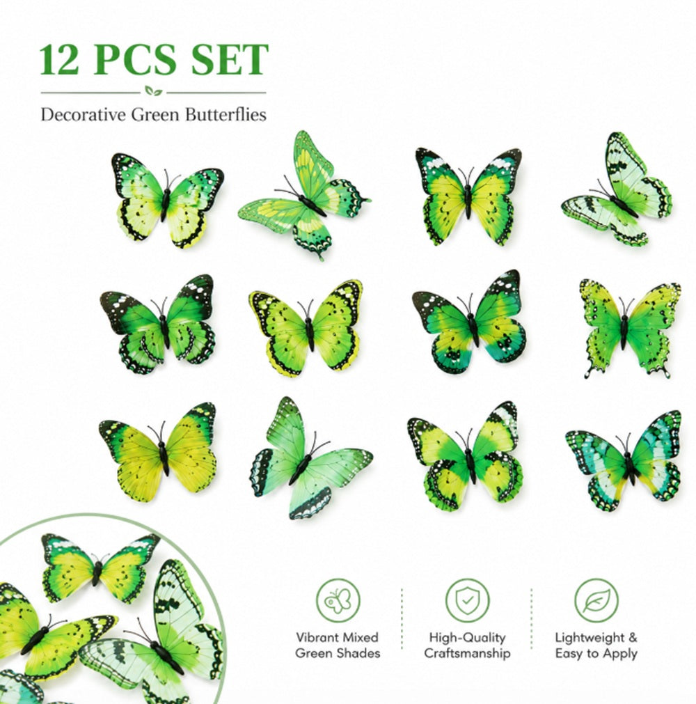 12-Pack 3D Butterfly Wall Stickers | TIKA