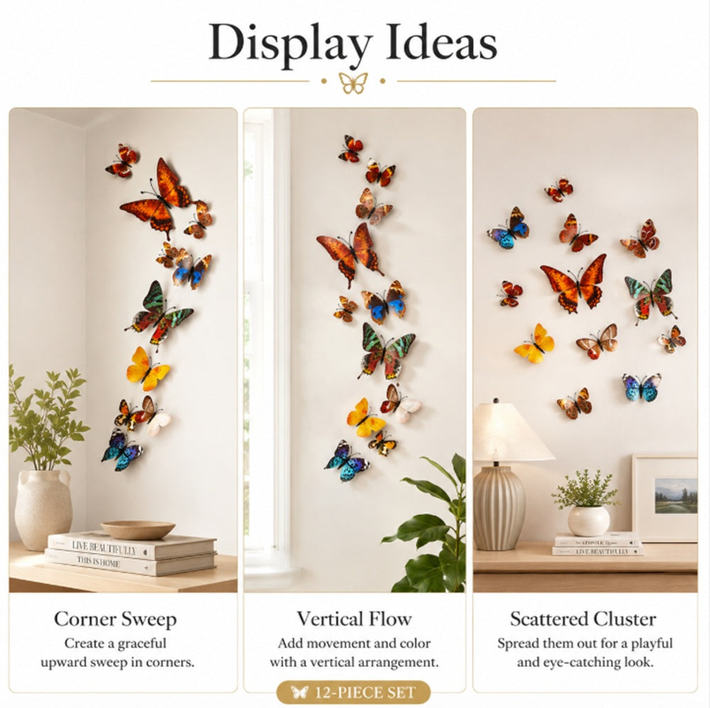 12-Pack 3D Butterfly Wall Stickers | TIKA