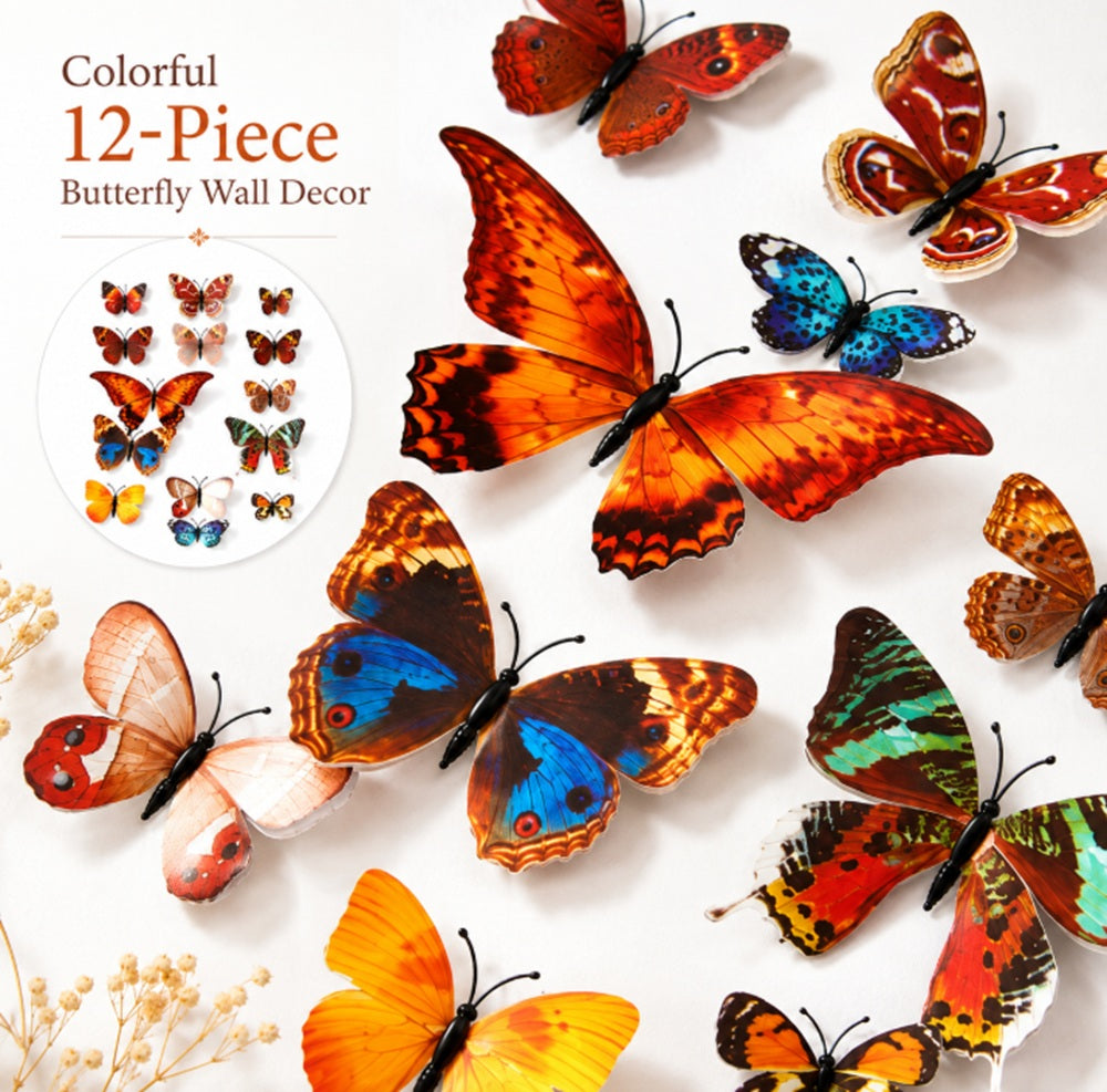 12-Pack 3D Butterfly Wall Stickers | TIKA