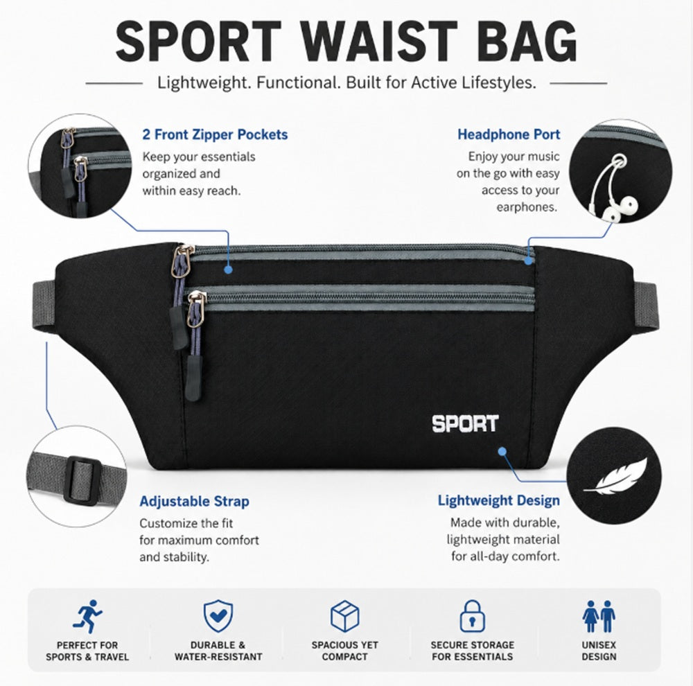 Water-Resistant Adjustable Running Belt Waist Pack | TIKA