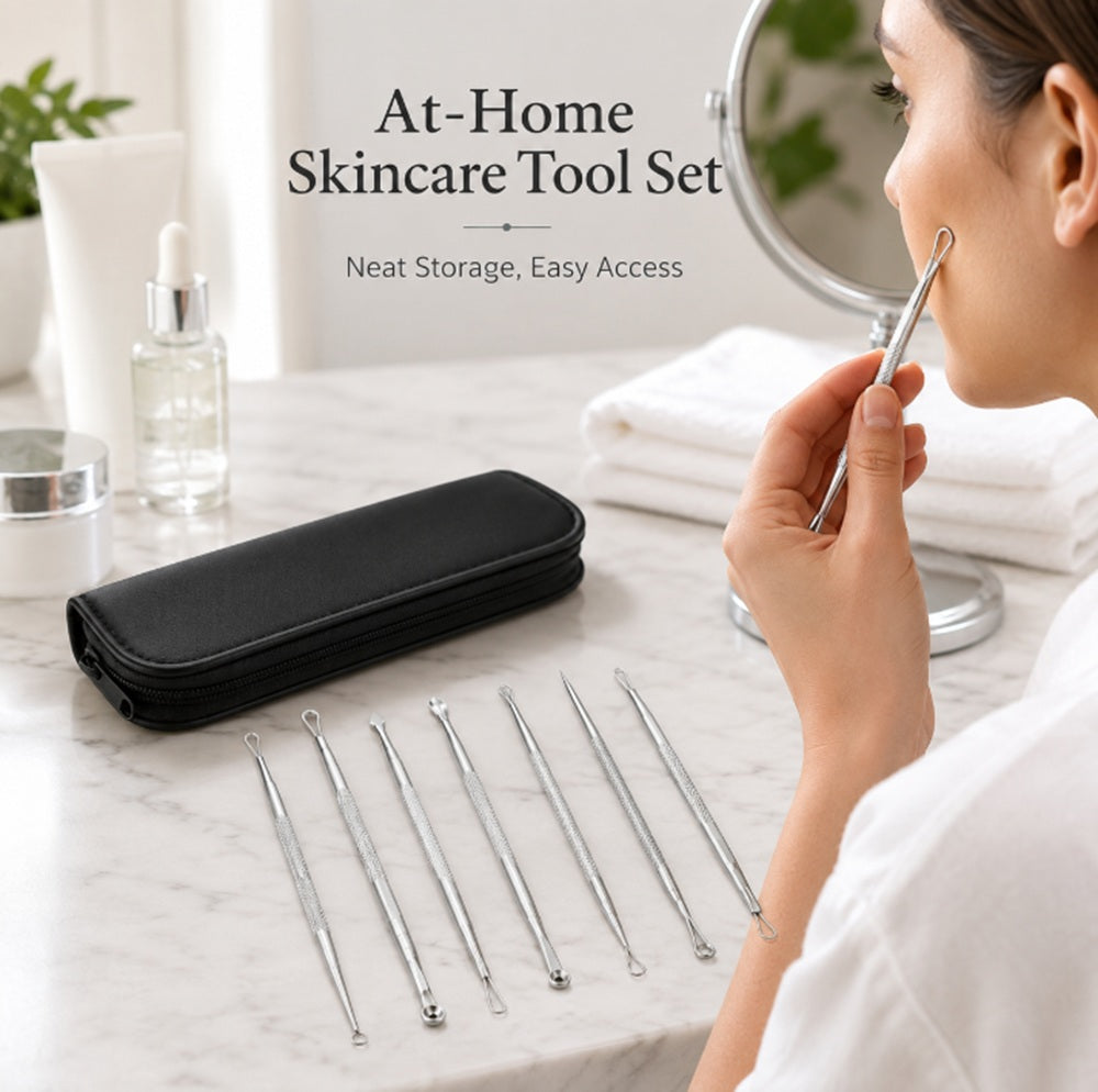 7-Piece Stainless Steel Blackhead Extractor Tool Set | TIKA