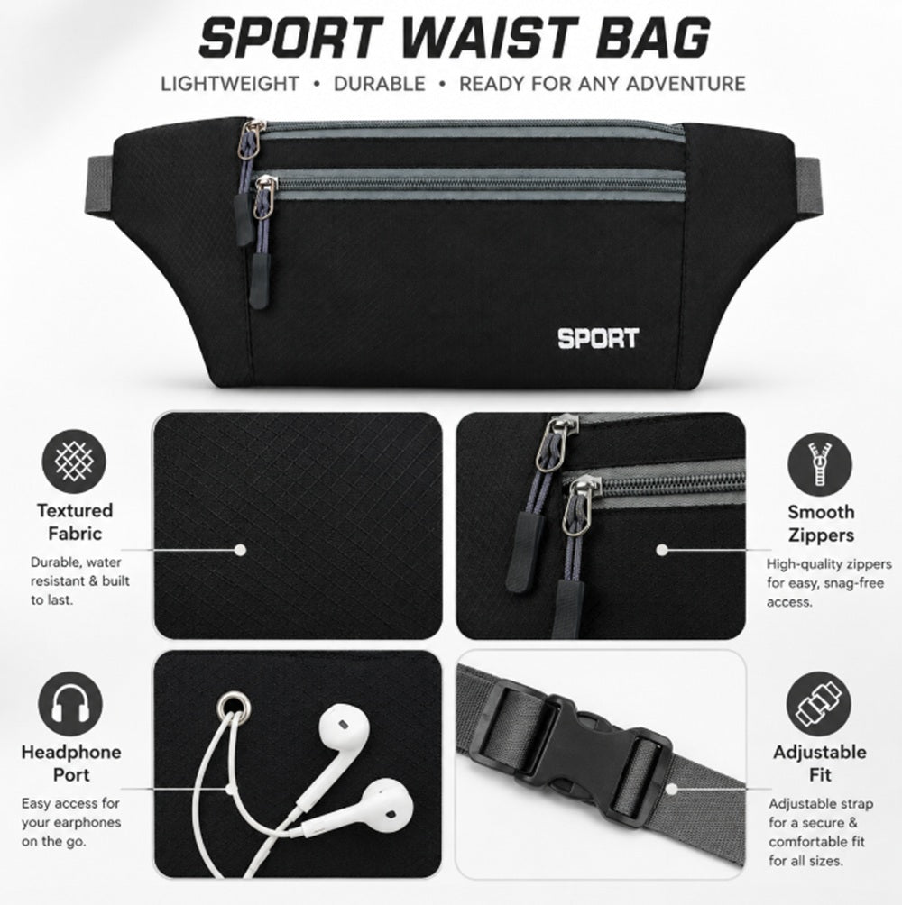 Water-Resistant Adjustable Running Belt Waist Pack | TIKA
