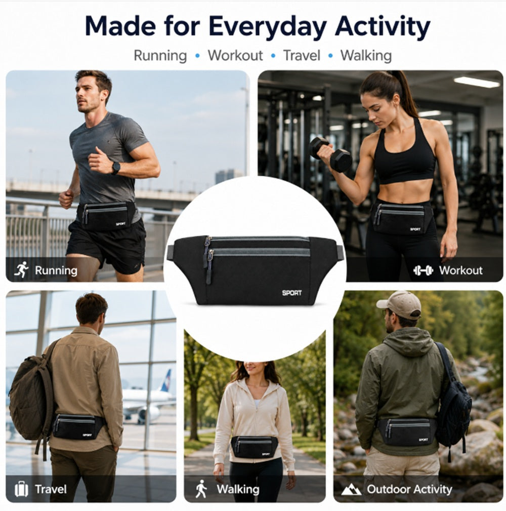 Water-Resistant Adjustable Running Belt Waist Pack | TIKA