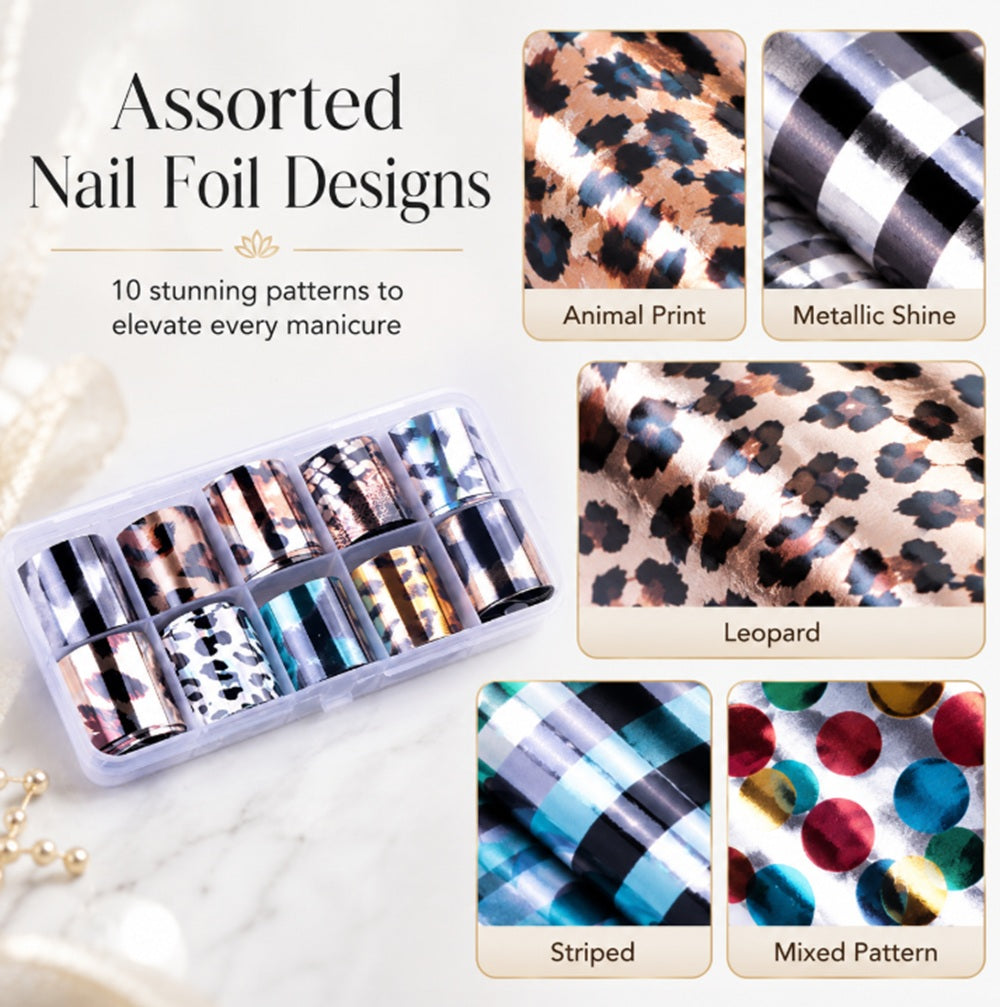 10-Pack Holographic Star Sky Nail Foil Transfer Stickers | TIKA